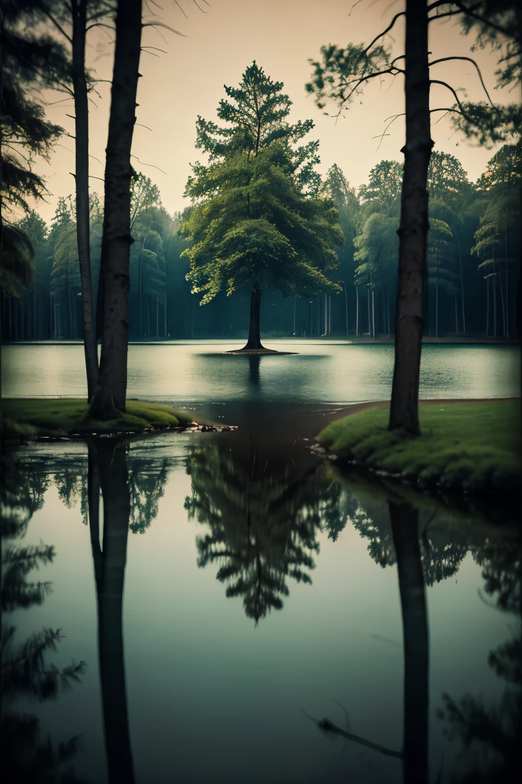 Beautiful landscape view of trees, beside a lake, inspired by Photographer Mikko Lagerstedt Creative & Emotional Landscape Photography