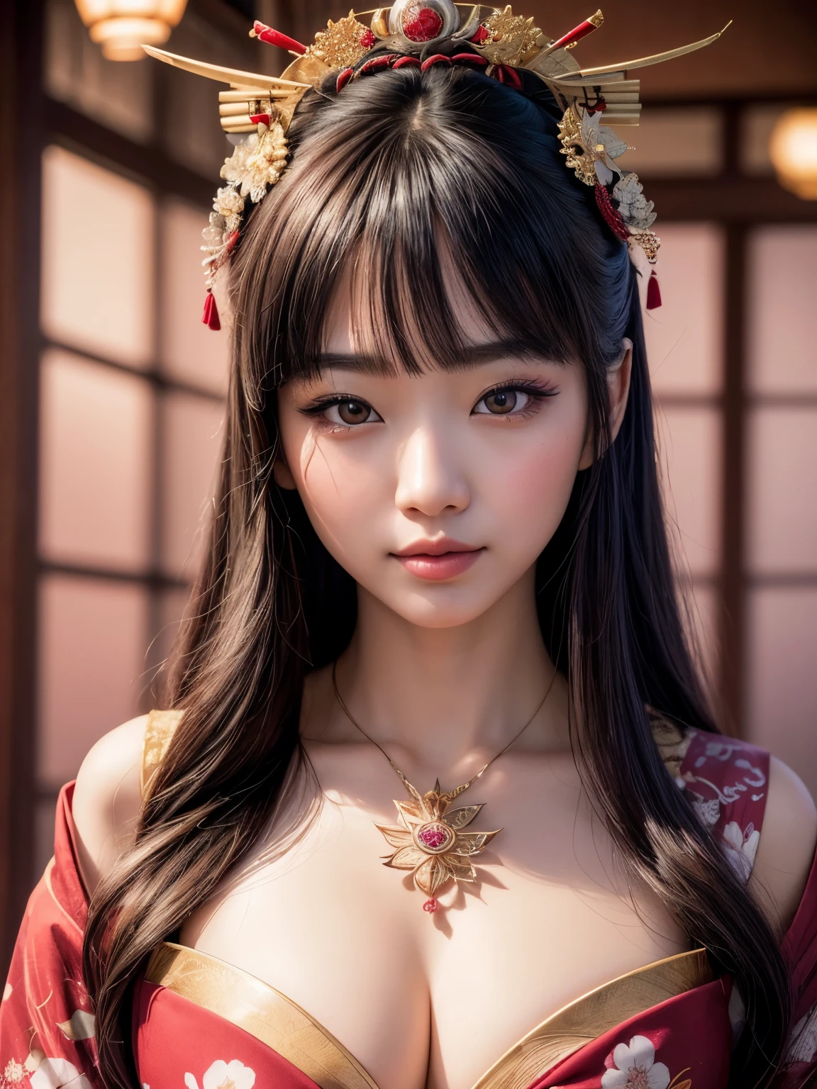 (best quality,4k,8k,highres,masterpiece:1.2),ultra-detailed,(realistic,photorealistic,photo-realistic:1.37),geisha,traditional,beautiful detailed eyes,beautiful detailed lips,extremely detailed eyes and face,longeyelashes,(vibrant colors,colorful:1.1),delicate kimono,japanese fan,subtle patterns,(elegant,graceful:1.1),ornate hair accessories,(serene,calm:1.1),tranquil setting,blooming cherry blossoms,(Authentic,Tokyo-style),traditional wabori tattoos,elaborate body art,complex composition,(geometric,symmetrical:1.1),meticulous line work,(exquisite,detailed:1.1)demon mask,dragons and koi fish motifs,unique and intricate design,traditional Japanese artistry,(mesmerizing,striking:1.1),timeless beauty,rich cultural heritage,(ethereal,sophisticated:1.1),geisha's subtle smile,ethereal atmosphere,(sublime,artistic:1.1)lighting.