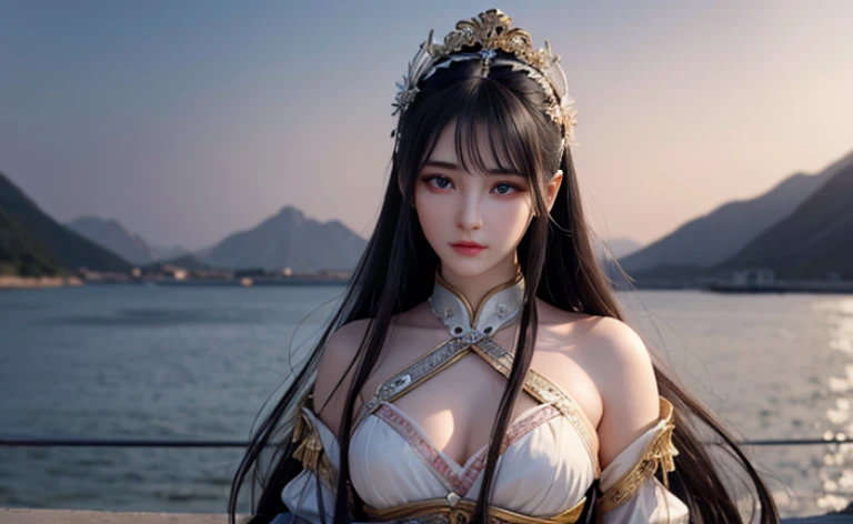 best quality, 8k, Beautiful girl on the roadside,Traditional beauty,Chinese girl,Young girl,Chinese skirt,Breaking the Sky Queen Medusa,Medusa, Queen of the Snake Tribe,Fighting through the sky, the heroine,Highly detailed facial and skin textures, delicate eyes,Just one person,The costumes are detailed and complete,black hair,slim body,Natural expressions,Soft light and shadow,The proportions of the characters are reasonable,Normal human eyes,Eyes are delicately drawn,Delicate facial details,Detailed sculpting of upper body,Attention to detail,The texture is delicate,vivid emotional description,meticulous detail。