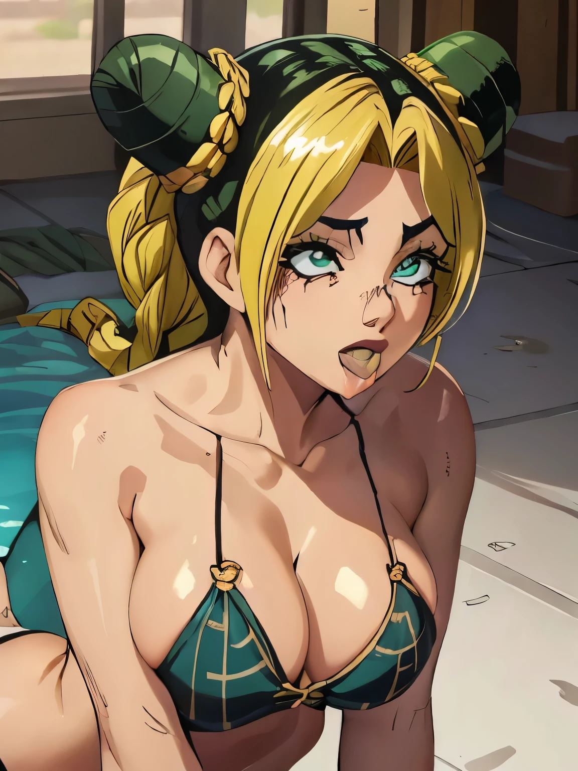  jolyne, big breasts
(((shiny hair, shiny skin))) (((sticking out tongue)))