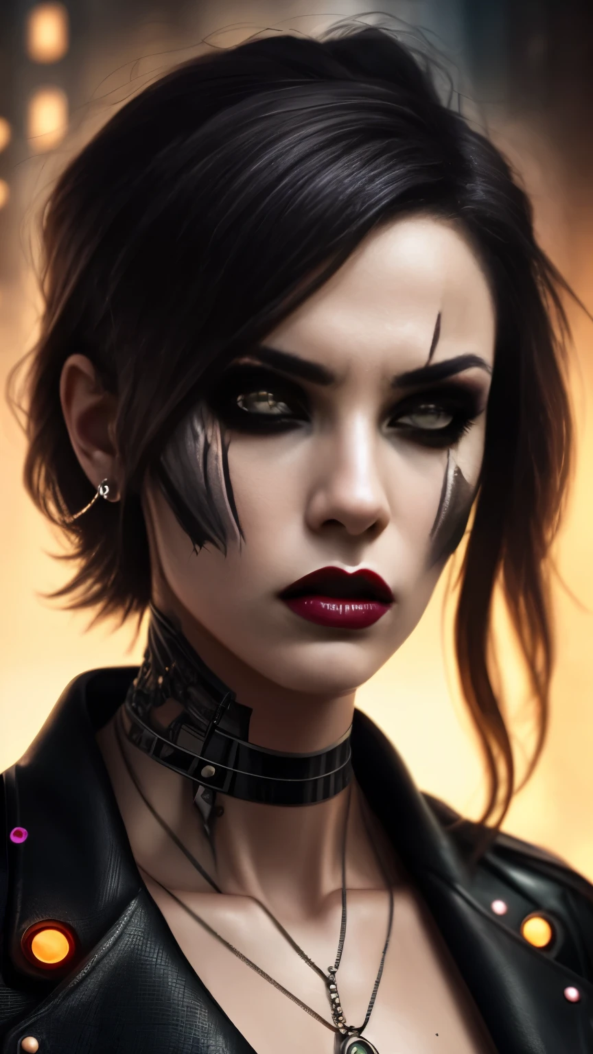 a close-up of a woman with a very strange face and strange hair, horror cyberpunk style, angry cyberpunk beautiful goddess, cyborg woman, hyper-realistic cyberpunk style, cyborg girl, cyberpunk style,hyper-realistic, intricate cyberpunk makeup - up, cyborg - girl, cyborg fashion model, Detailed portrait of a cyborg, cyberpunk cyborg, angry female cyborg
