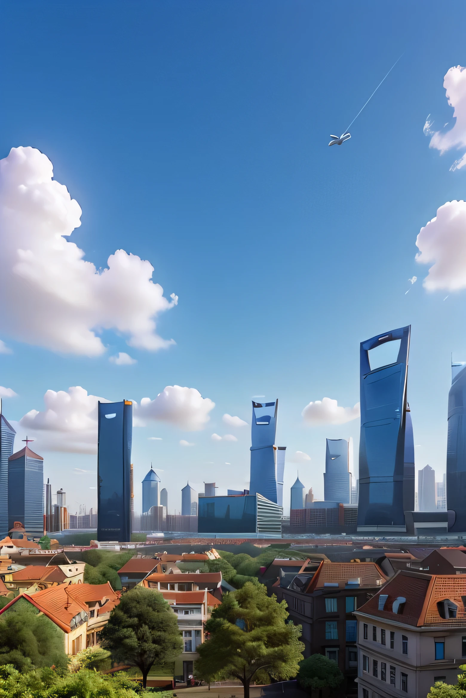 City,level,Blue sky and white clouds,architecture,Shanghai,bustling,