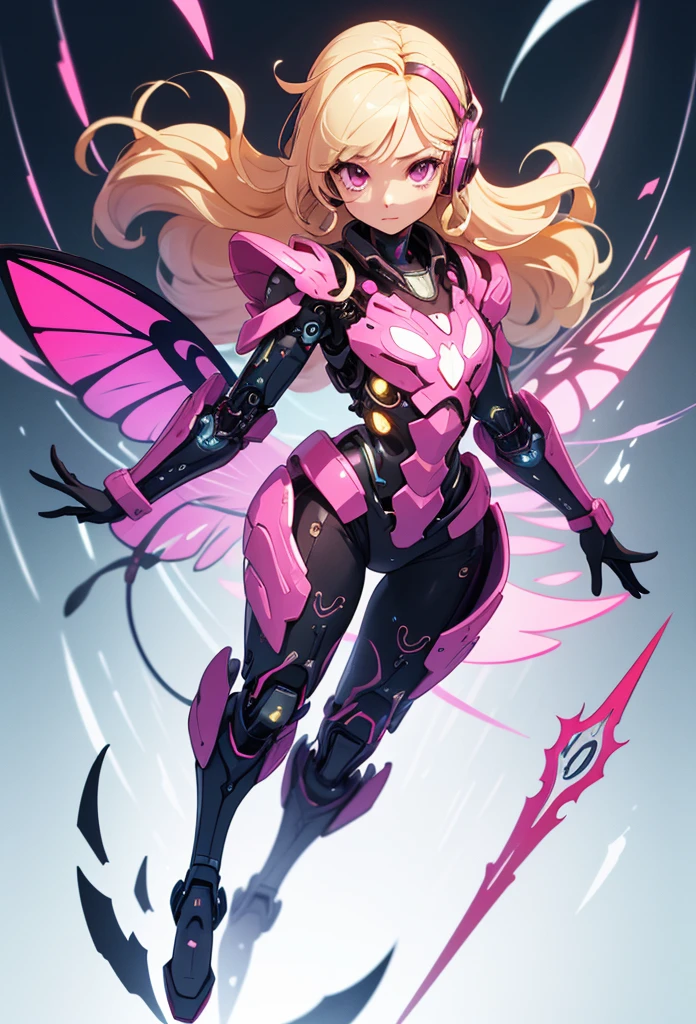 ((Highly accurate drawing in every detail)Extremely precise depiction)[High resolution],(detailed illustrations,とてもfineで緻密な描画,Delicate drawn lines with tempo,Realistic texture expression),[color traced main line],[labo],[[HENTAI]] ANIME (CYBERGirl anime Beauty  Cyborg[wavy hair (platinum blonde)]),([Butterfly wings] Magenta-pink Papillon cybernean armor [Aurora Armor] Fuselage only transparent material) Cyber Headset,(cybernetic [clear lenticular iris]),(intricate and beautiful decoration [Dense detail]),(Fine and beautiful skin expression [transparency]),Precisely drawn eyes[完璧な目のdetailed(Iris drawn in minute detail)(Beautiful eyes like jewels)],[eyes light[Pinpoint lighting for the eyes]],[long and beautiful eyelashes],[precisely drawn hair [美しく艷やかな髪のdetailed]],(完璧な手のdetailed [Beautiful fingers with no damage [beautiful nails]]),(perfect anatomy(perfectly balanced proportions))[[full body portrait]],[[Design built to the highest level]][ideal color coordination(Accurate simulation of light and material interactions)],([Precision Detail](detailed,高fine)),[Visual art that tells a story],((highest quality)fine[[High density drawing]])(4K Quality).