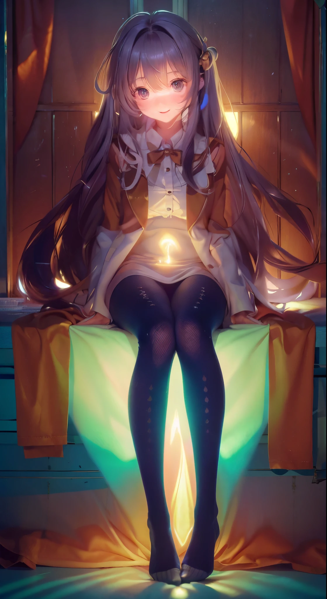 Ulchan-6500-v1.1, (RAW photo:1.2), (Photoreal), beautiful details, (genuine: 1.4), very detailed目と顔, beautiful and fine eyes, ((Beautiful illumination plaza at night:1.5)), (( midwinter sweater:1.3, super realistic pantyhose:1.2))、Self snap、Instagram、game_nffsw, huge file size, High resolution, very detailed, highest quality, [masterpiece:1.6], enlightenment, very detailed, nffsw, finely, highest quality, 8k wallpaper, movie lighting,1 girl, 17 years old, perfect body shape, cute droopy eyes beautiful big eyes、Pieck finger, ((table top)), highest quality, 1 milf, eye shadow,  ((full body shot:1.4))、(very affectionate smile:1.2)、realistic skin texture、shiny skin、exposed thighs!!!