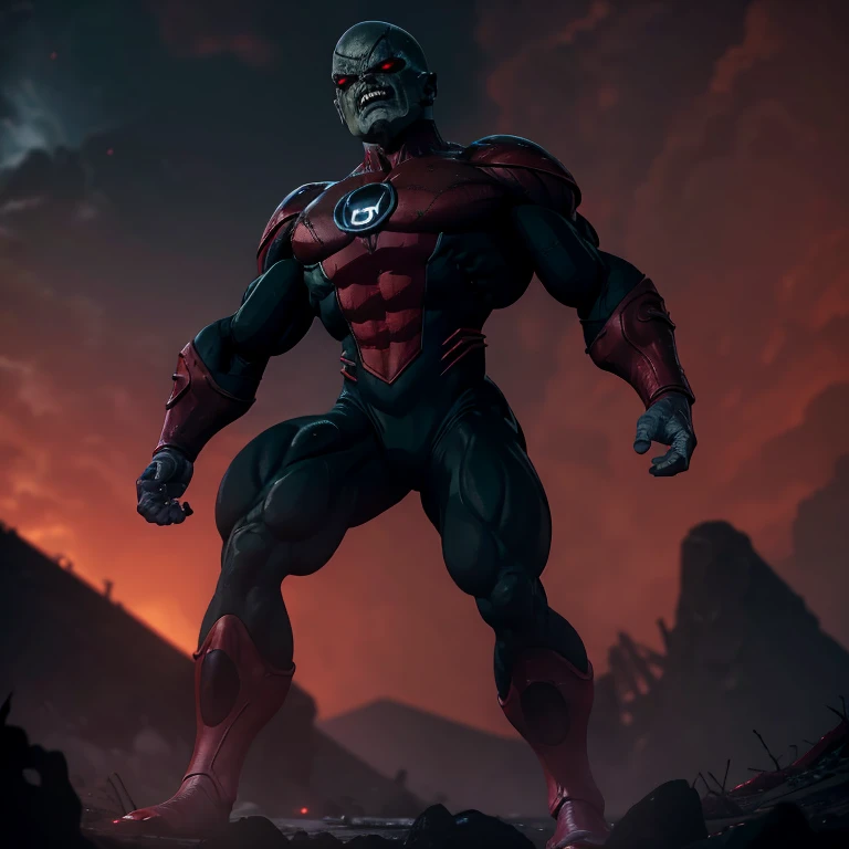 (Super powerful),(beautiful, menacing face:1.2), Frieza,(wearing Red Lantern suit:1.1),,in a dark, dimly lit room, (extremely detailed CG: 1.3),,Depth of field, Cinematic Light, Lens Flare, (Dramatic and ominous atmosphere:1.5),
(Formidable figure:1.4),,standing confidently, (big, imposing frame:1.1),,pointing his Red Lantern, (very intricate and lifelike texture:1.2),,shining ominously in the dark,
(His eyes