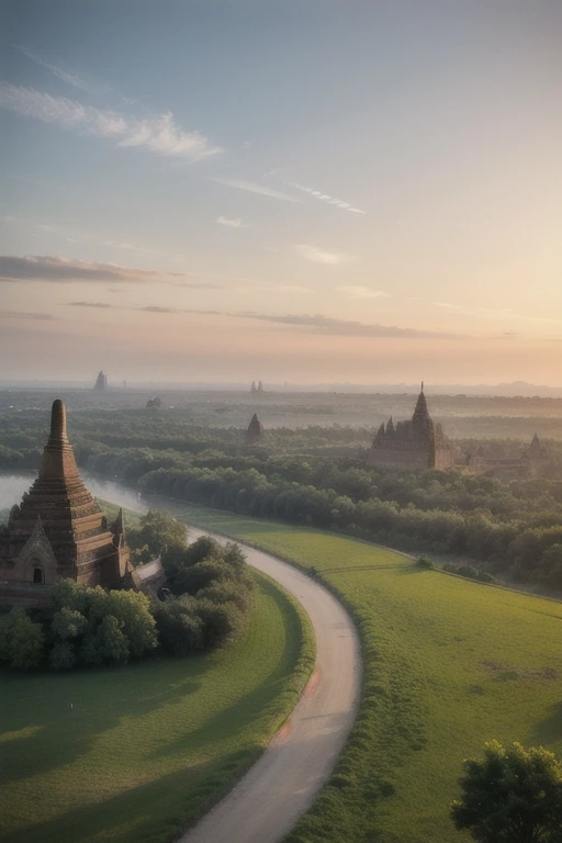 ((best quality)), ((masterpiece)), (detailed), a couple, bagan landscape
