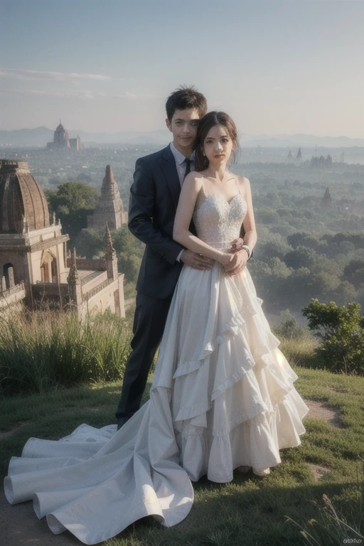 ((best quality)), ((masterpiece)), (detailed), a couple in bagan, bagan landscape