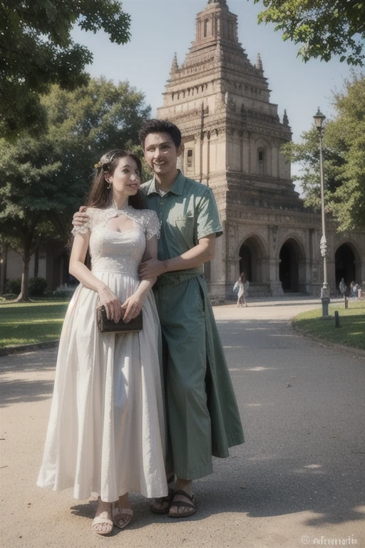 ((best quality)), ((masterpiece)), (detailed), a couple in bagan, bagan landscape