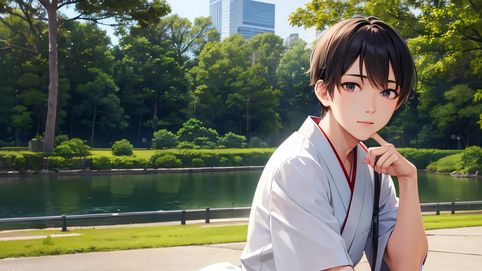 best quality, RAW photo, photorealistic, 1 mens, solo, young man, japanese idol, cute ,kawaii,front bangs, various posing , various viewer , (various place:1.2)