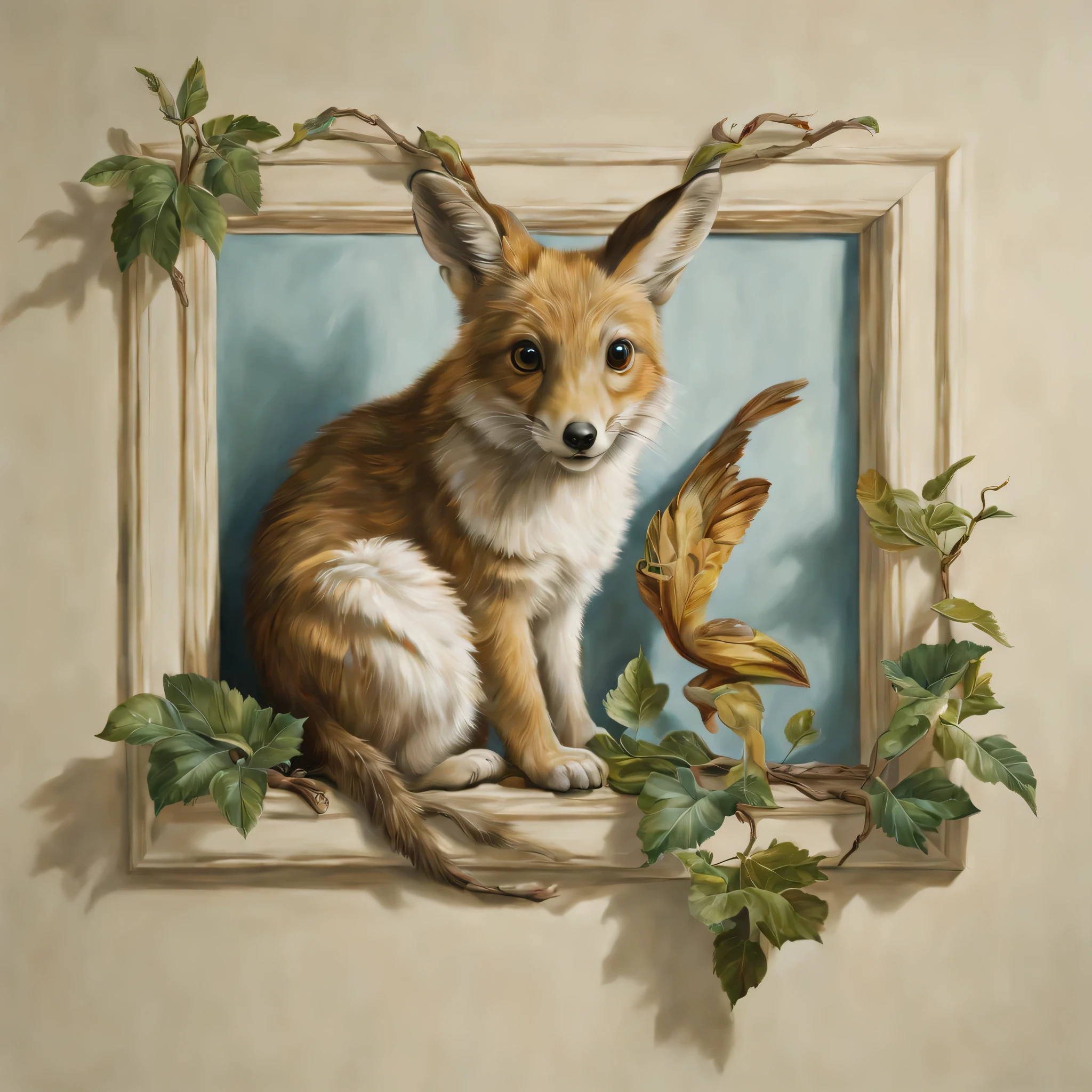 trompe l'oeil,Three-dimensional,3D,masterpiece,object, people々, With animals that stick out from the picture,Connect part of the picture with reality,anatomically correct,draw carefully,trickart