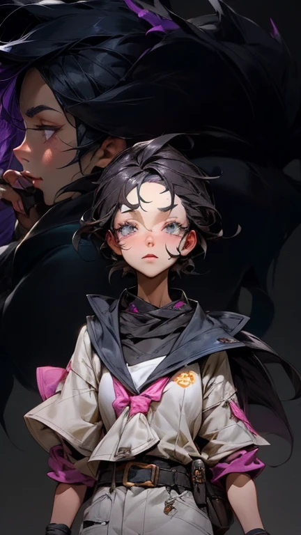 a close up of a person in a room with a purple wall, pokemon sword and sheild, pokemon trainer outfit, jrpg character, style of kieran yanner, main character, character close up, character close-up, close up character, stylized anime, full character, jrpg fashion, fire type, he has dark grey hairs, new character, robot, darkness