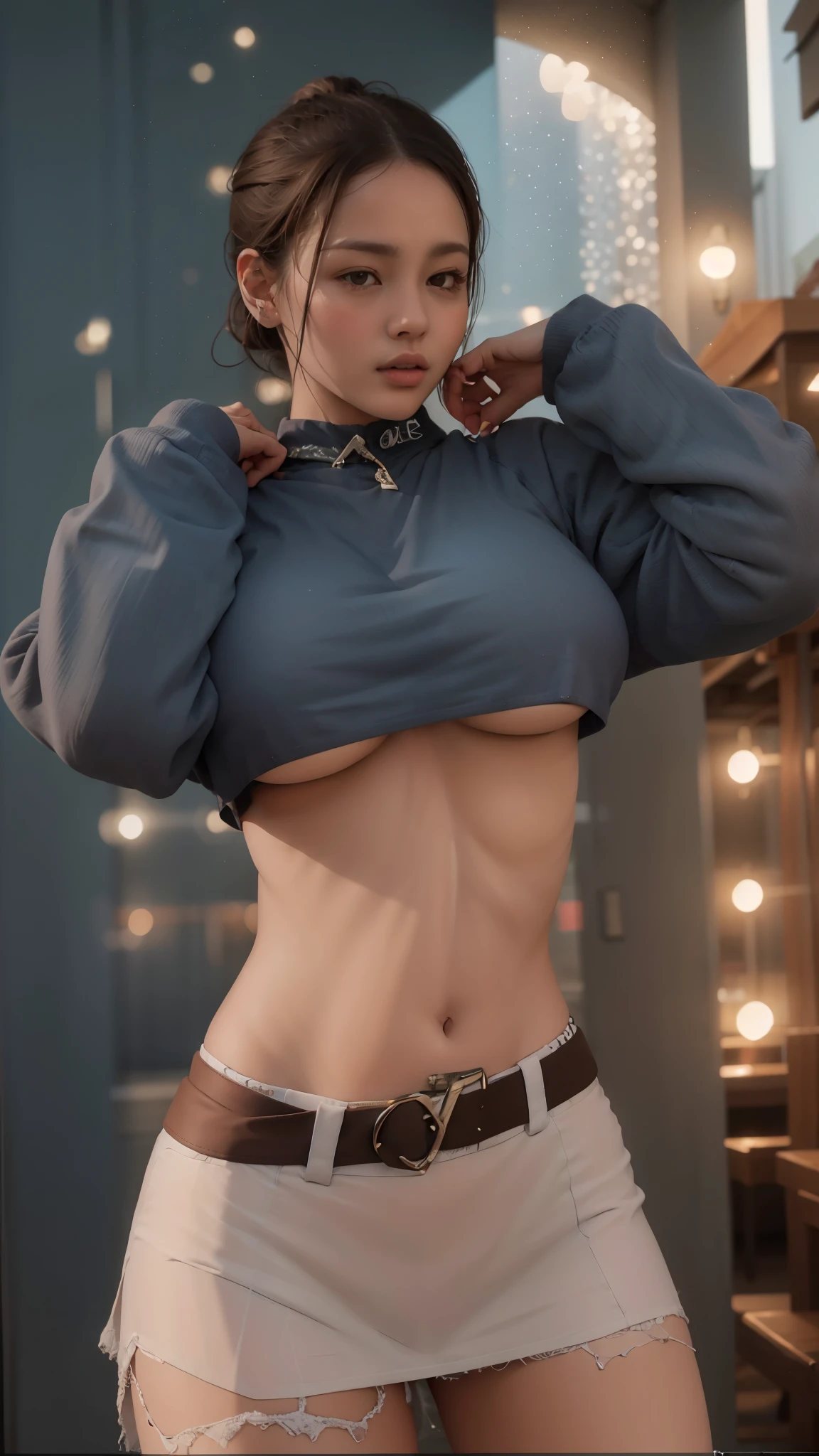 (sexy) (gigantic breast:1.2) deep (High quality) HD, super detail, high details, high quality, award winning, best quality, highres, 1080P, HD, 16k, big tits , round tits, deep cleavage, open cleavage, hanging tits, (tan skin:1.2) (long hair) (underboob)