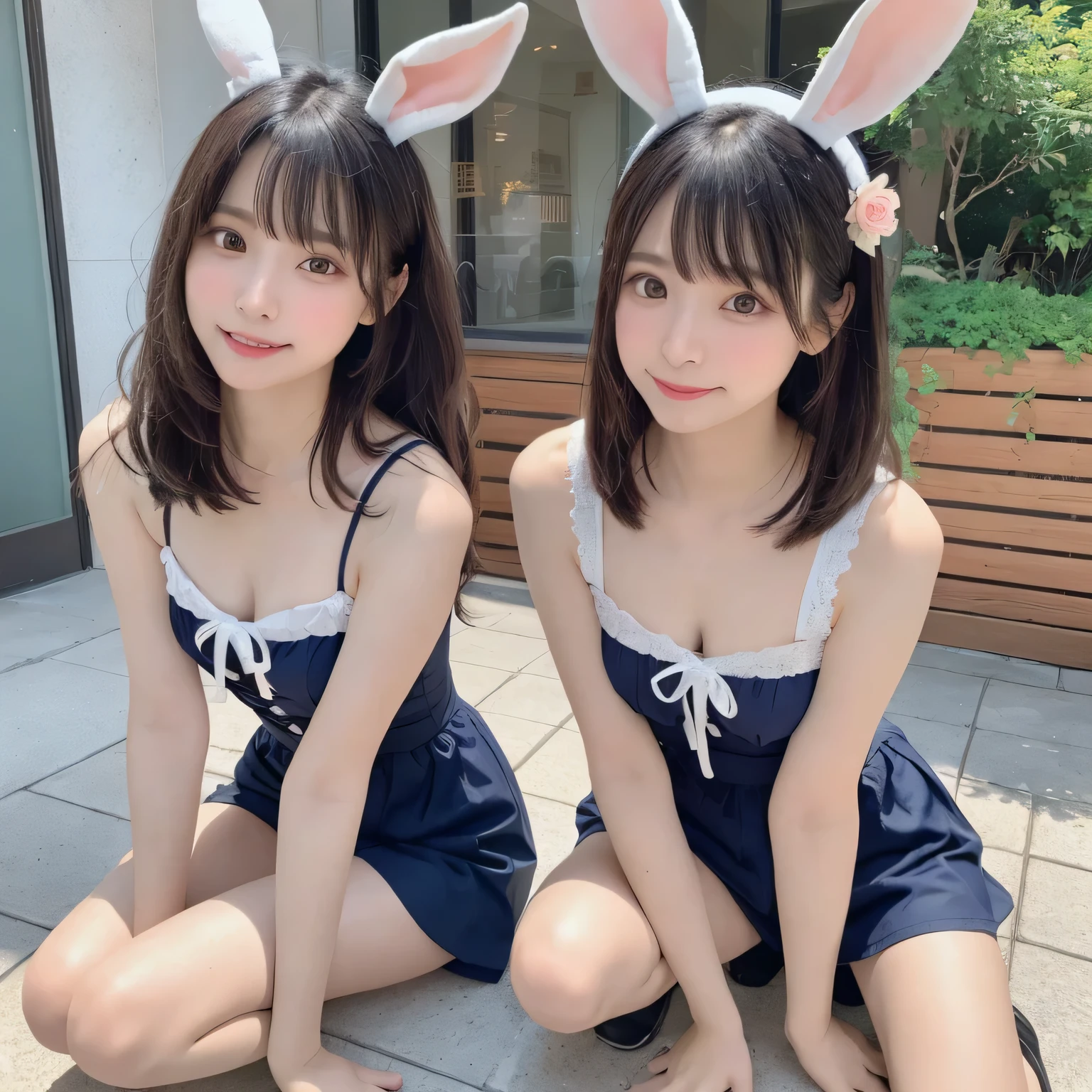 Gravure photography、rabbit ears stick out of the head,,,,,、Mongolian steppe、Pink hair、Pink rabbit ears、1 girl in、独奏、White bra、white  panties、​masterpiece、top-quality、realisitic、Hyper-detailing、(Glossy skin、be sweaty:1.4)、absurderes、Looking at the camera、short pink hair、Brown-eyed、Slender beauties、动态照明、hight resolution、foco nítido、depth of fields、Detailed eye、Sharp eyes、Realistic eyes、(small tits:1.6)、(thick thight:1.0)、Protruding pubic hair、Beautiful shaped、Beautuful Women:1.4、Slender Abs:1.2、((Short-cut bob hair))、((small tits:1.4))、((k pop:1.3))、((Lingerie 1.5))、Highly detailed facial and skin texture、((the pose))、((魅惑的))、Anatomically correct number of fingers、Correct anatomy、