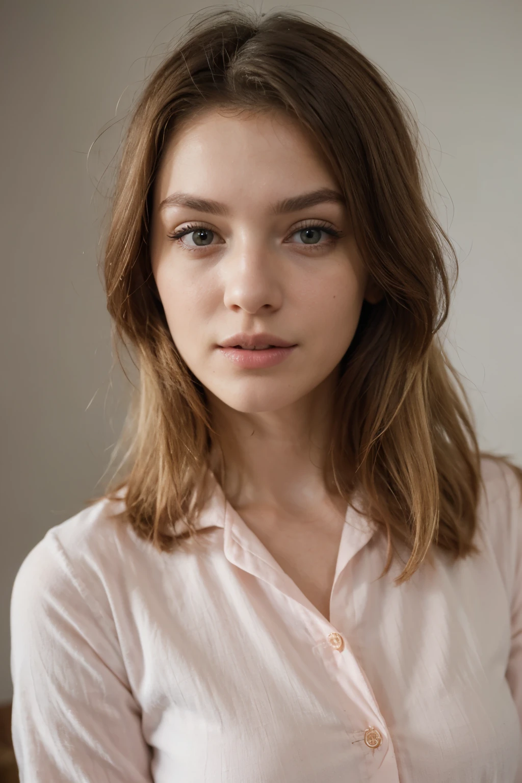 ((Best quality)), ((masterpiece)), (detailed), perfect face blonde hair photo in pink pajamas