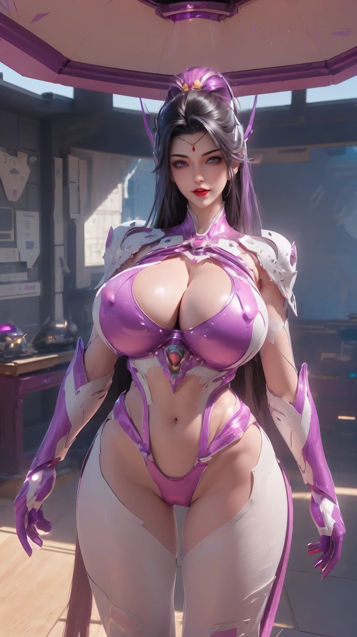 UPPER BODY,SOLO,(PHOENIX HELM), (GIGANTIC FAKE BREAST,CLEAVAGE,MUSCLE ABS:1.5), (PURPLE,MAGENTA SHINY, NSFW, FUTURISTIC MECHA SCI-FI, SKIMPY BIKINI ARMOR:1.5), (WHITE MECHA SKINTIGHT LEGGINGS:1.5),(SLENDER BODY MATURE WOMAN:1.5), (NSFW SWEATY BUSTY BODY:1.5), (LOOKING AT VIEWER:1.3),(PORTRAIT:0.8),(HALLROOM OF FUTURISTIC SPACE STATION:1), (PHOTOREALSITIC:1.4), (ULTRA-DETAILLIERT), (TOP-QUALITY), (BEST SHADOWS), (​MASTERPIECE), BRIGHT LIGHT IN ROOM, HYPER TEXTURE, (4X MSAA), ((UNREAL ENGINE 5 RENDER)), PHYSICALLY-BASED RENDERING, ULTRA HIGHT DEFINITION, 16K, 1080P.