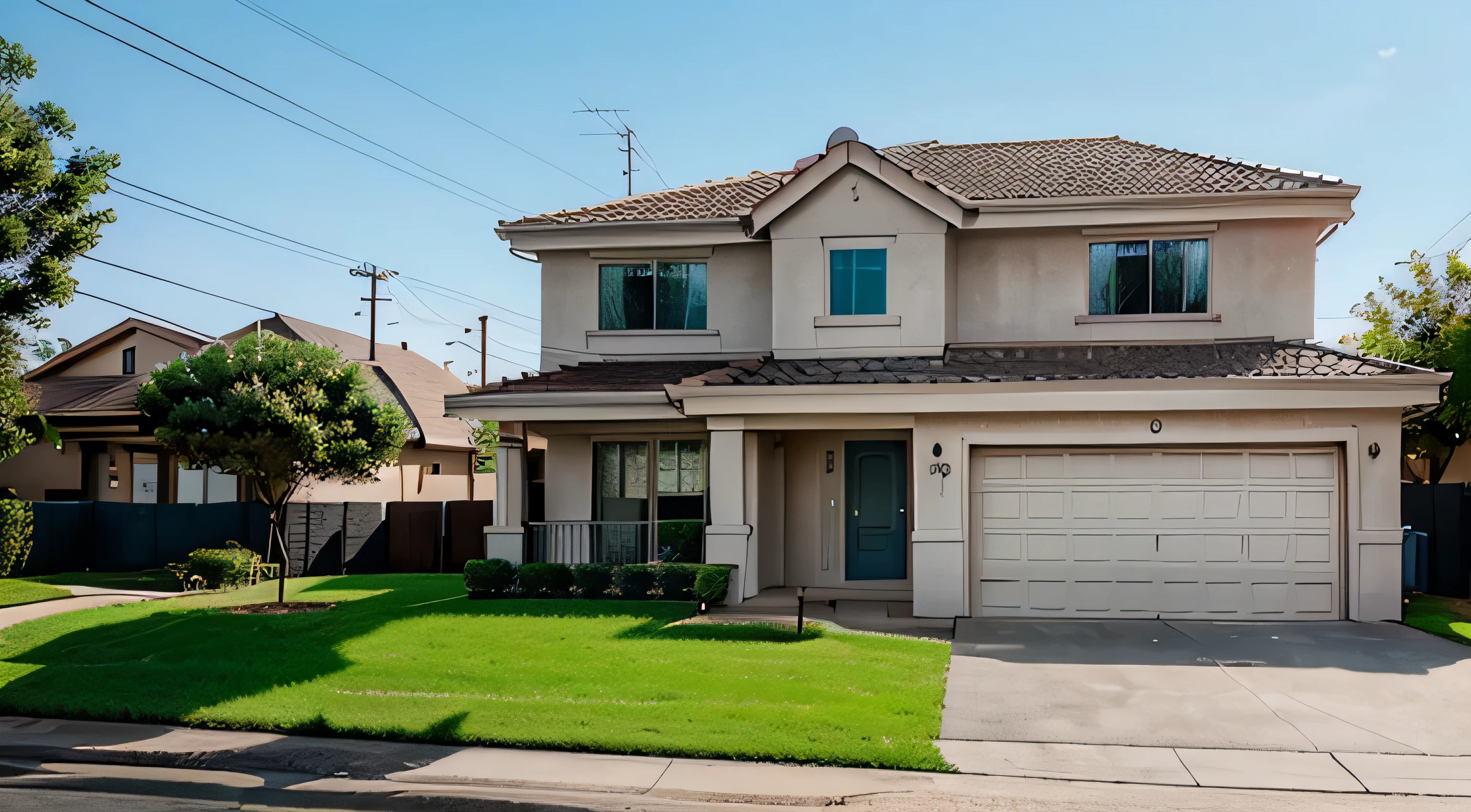 House in a suburban complex, cartoon style