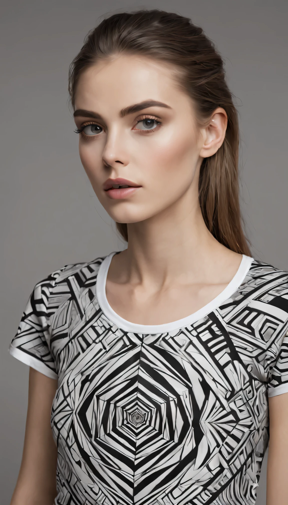 Optical illusion art pattern on fashion t-shirt mockup