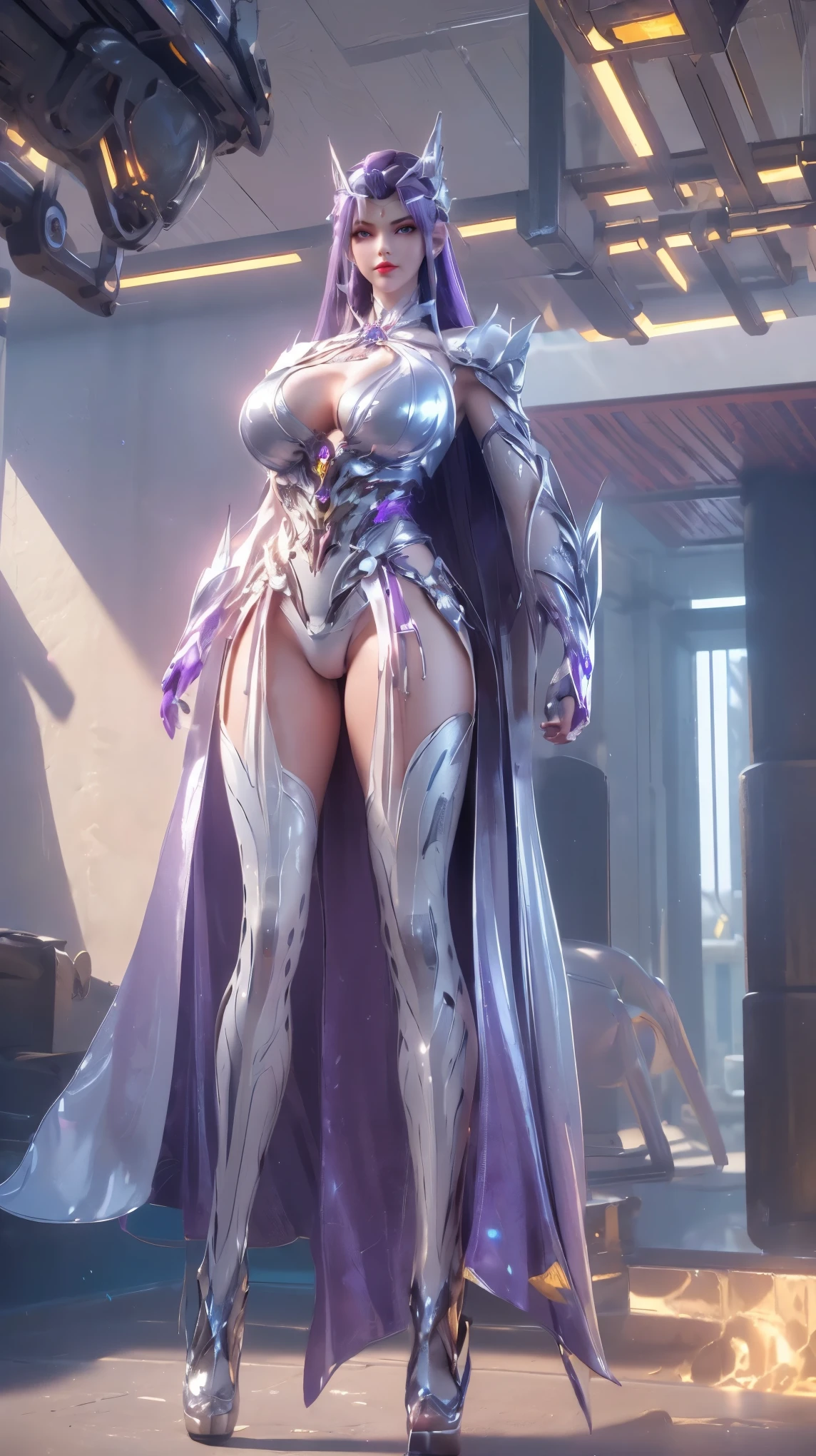 UPPER BODY,SOLO,(PHOENIX GOLDEN HELM), (GIGANTIC FAKE BREAST,CLEAVAGE,MUSCLE ABS:1.5), (PURPLE,WHITE SHINY, NSFW, FUTURISTIC MECHA SCI-FI, SKIMPY BIKINI ARMOR:1.5),(MUSCULAR BODY MATURE WOMAN:1.5), (NSFW SWEATY BUSTY BODY:1.5), (LOOKING AT VIEWER:1.3),(PORTRAIT:1.5),(HALLROOM OF FUTURISTIC SPACE STATION:1), (PHOTOREALSITIC:1.4), (ULTRA-DETAILLIERT), (TOP-QUALITY), (BEST SHADOWS), (MASTERPIECE), BRIGHT LIGHT IN ROOM, HYPER TEXTURE, (4X MSAA), ((UNREAL ENGINE 5 RENDER)), PHYSICALLY-BASED RENDERING, ULTRA HIGHT DEFINITION, 16K, 1080P.