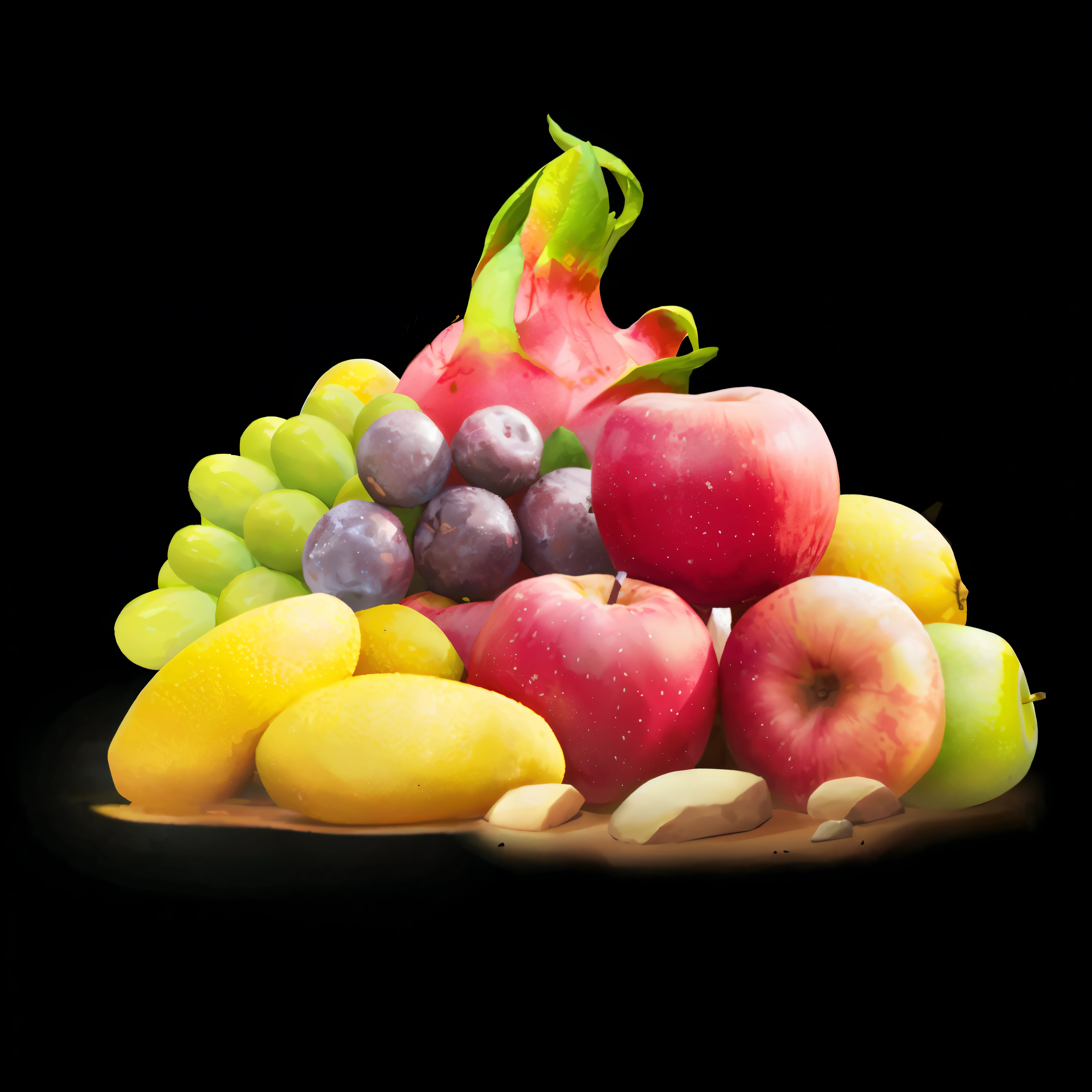 Fruit pile, Relaxation concept art, background art, Magic Fantasy 2D Concept Art, indie game concept art, Painting concept art, Detailed game art