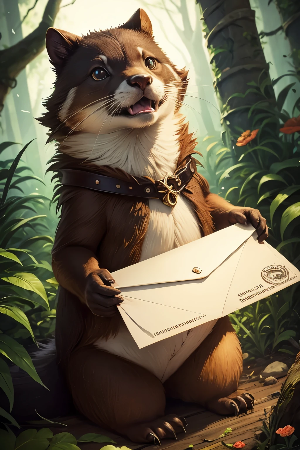 Beaver holding an Everdell style envelope