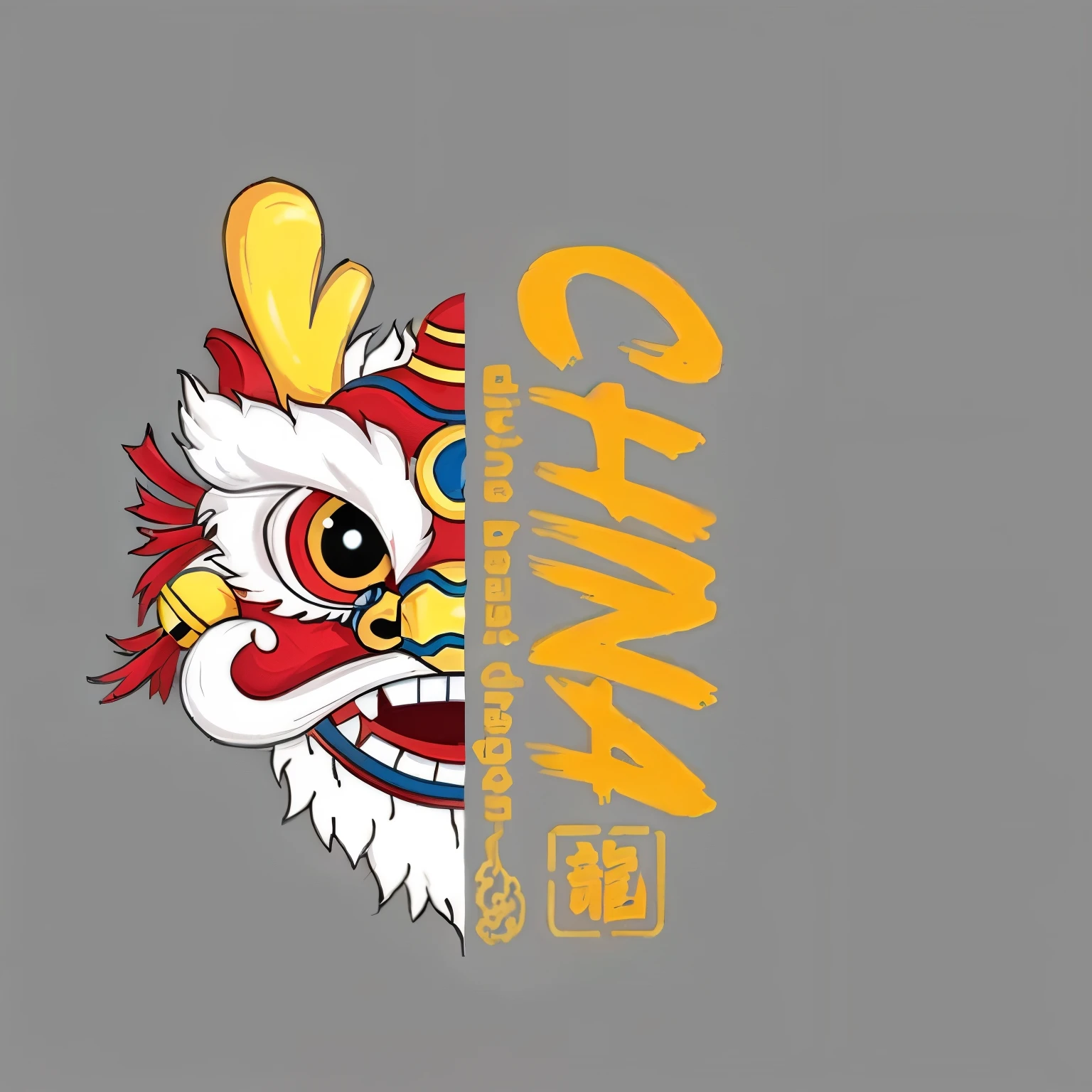 Dragon head cartoon character close-up, Chinese heritage, Chinese dragon, smooth Chinese dragon, Huanglongtou Festival, Chinese dragon concept art, from china, Peking Opera, Chinese, hou china, dreamland of Chinese, Chinese art style, inspired by Chen Hong,Vector illustration style