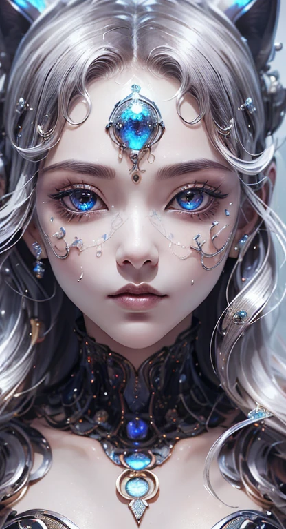 whole bodyとして,(better quality,Super detailed,best illustrations,best shades,master piece,High resolution,Professional Artwork,famous works of art),fine eyes,beautiful eyes,Close-up Cribage,Science fiction,Tinted strong film,Robotic eyes,Facial markings,tattoo,(Fracta Lizard,fractal eye),Big eyes,Big eyes、Hollow eye),focus face,eye of the universe,space eyes,Close up of a metal sculpture of a woman with a moon in her hair,god々。Extreme Detail,女godの肖像画3D,女godの非常に詳細な画像,女godの見事な肖像画,女godの側面像,美しい女godの肖像,女godのwhole body接写肖像画,ヘカテの女god,北欧の月の女godの肖像,時空の女god,(RAW photo:1.2),camel finger,Dent,suor legs,, smooth pink skin, shinyメタリックなshiny肌, shiny, spread your legs M-shaped legs,olhar I'm frustrated,stagnation,I'm frustrated, whole body,whole bodyとして,Clothes in black tones、Cat