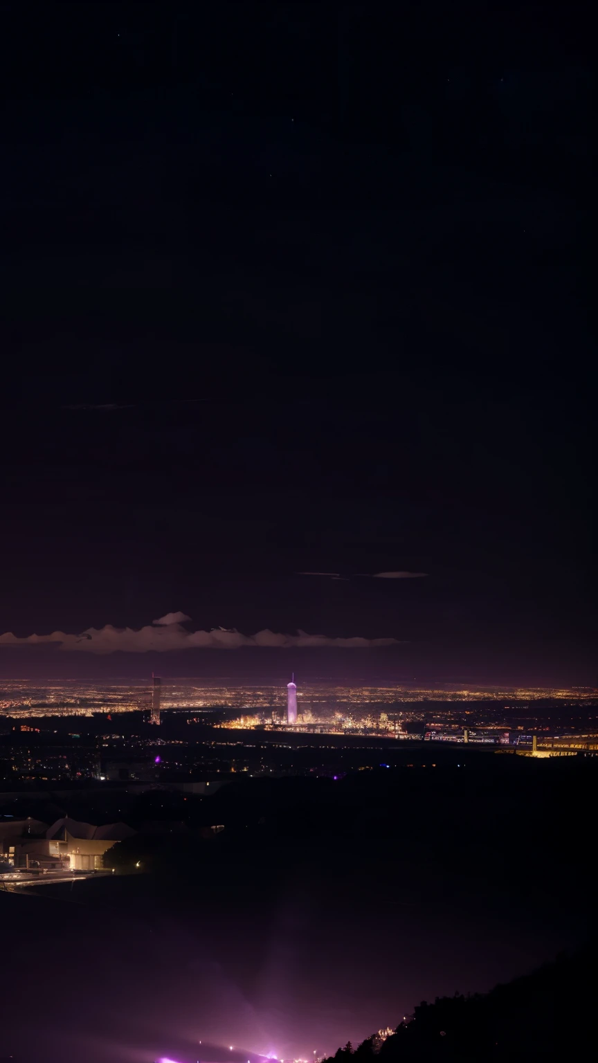 (extremely detailed 8k wallpaper), sky, night, award-winning photography, dramatic lighting, (light purple and dark colors), pink lights