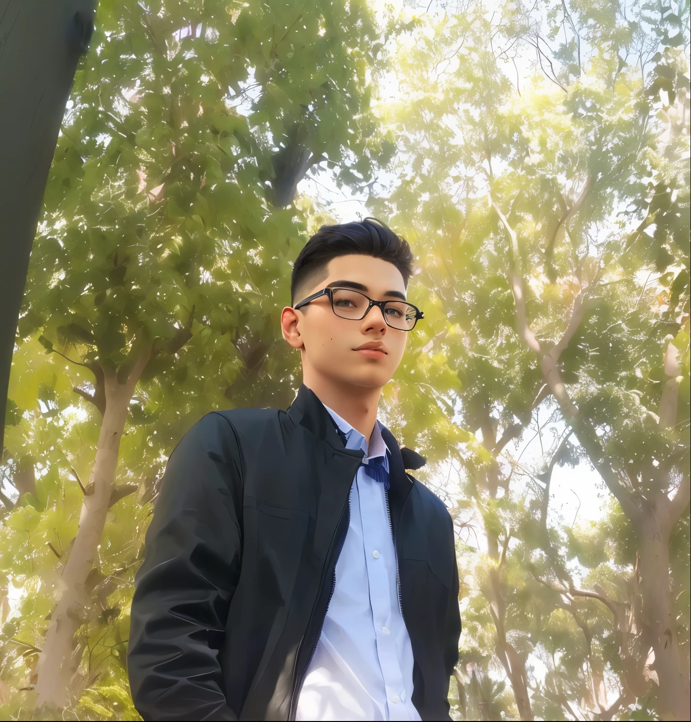 smart boy, adult face