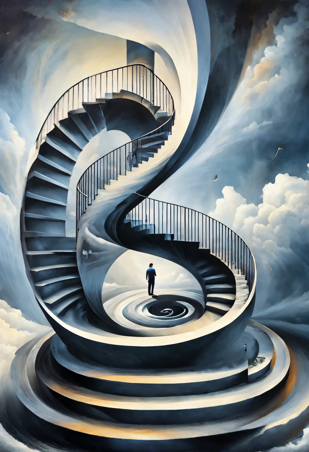 Optical illusion ，Optical illusion，twisted spiral staircase，human's body，Inception，a repeating or spiral shape that moves or changes，or perspective-distorted images that distort perception of depth and space，These images appear to be moving，straight lines are curved，Spiral wind，
