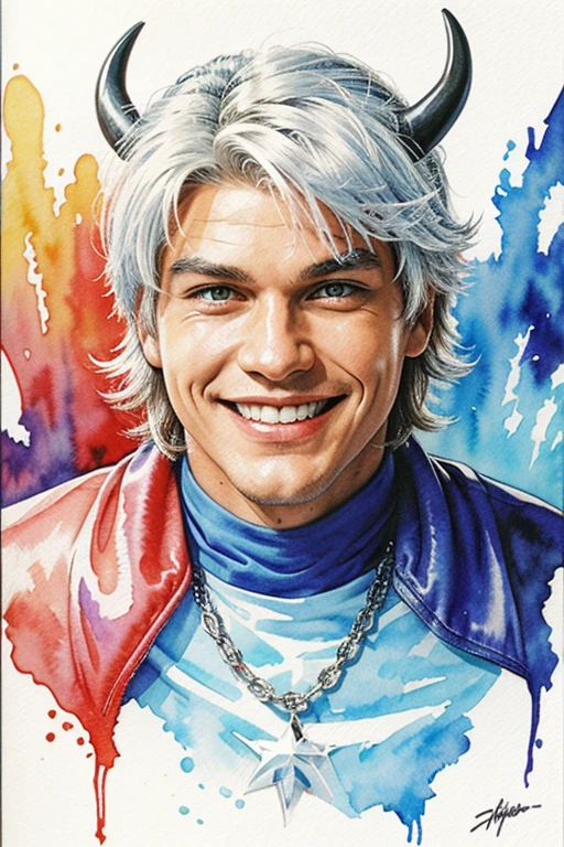 90s game style, marker style, watercolor, colorful, hero, enemy, evil snow king, smile, funny, crazy