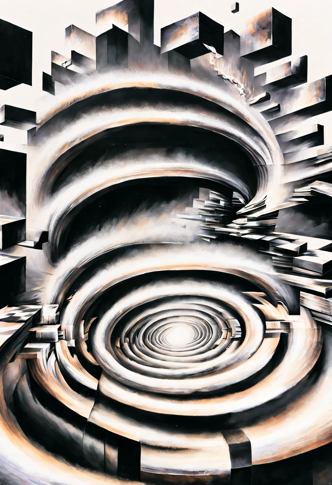 optical illusion ，Optical illusion，twisted spiral staircase，chessboard，human's body，Inception，a repeating or spiral shape that moves or changes，or perspective-distorted images that distort perception of depth and space，These images appear to be moving，straight lines are curved，Fisheye effect，
