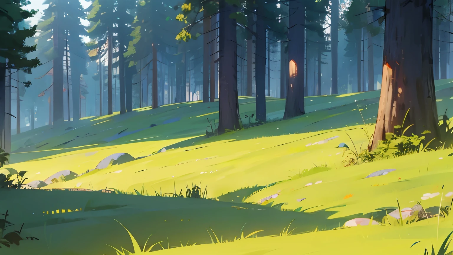 Dense forest and grass map at night