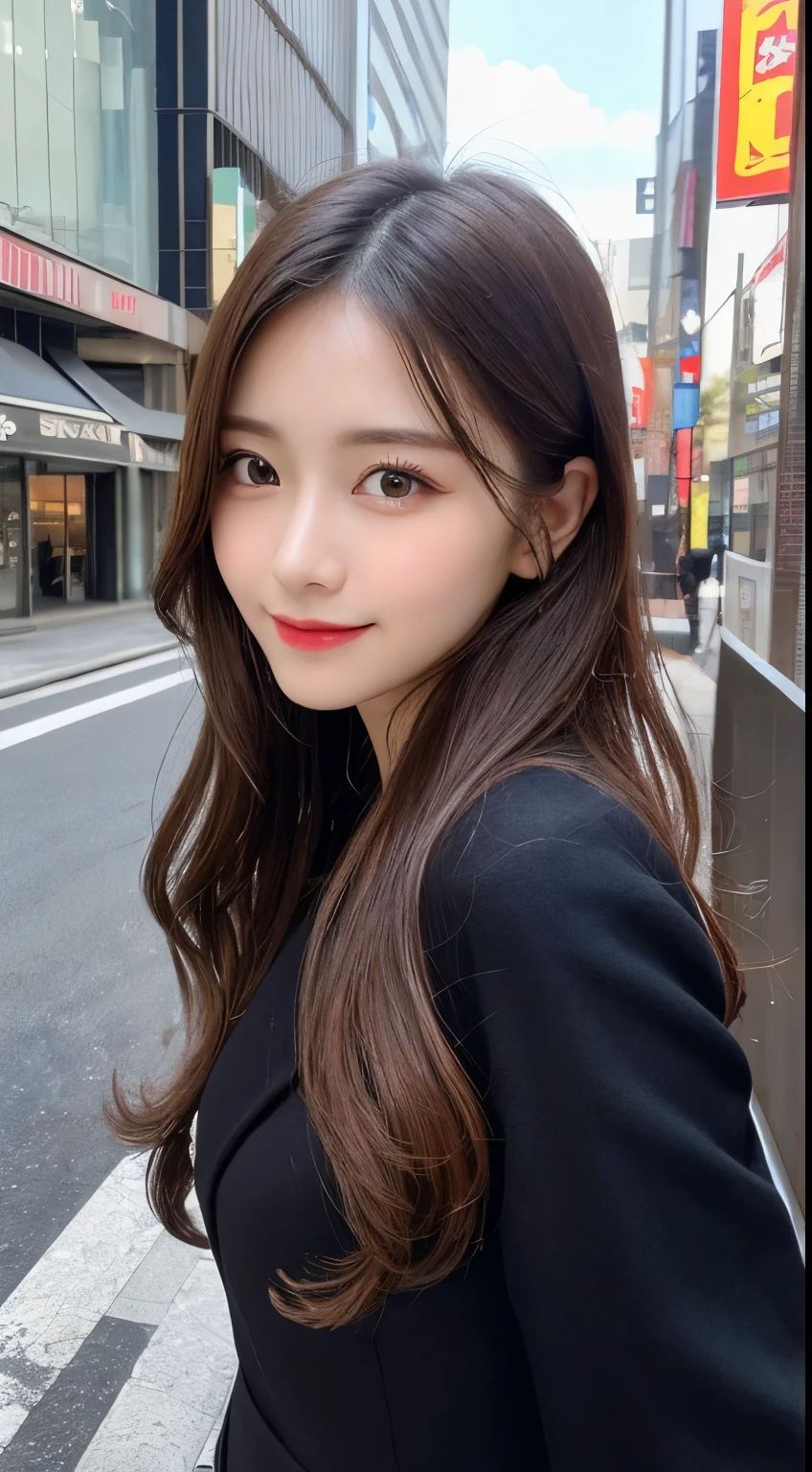 table top, highest quality, shape, Super detailed, finely, High resolution, 8k wallpaper, 完璧なダイナミックな構shape, beautiful and detailed eyes, Gorgeous and stylish black fluffy latest trend Tokyo winter clothes,ランダムなcute髪,small breasts,natural color lip, bold sexy pose,smile、20 year old girl、cute、sexy shot looking at camera,Always blur the background,perfect and beautiful face,Take only the face,beautiful and detailed face、slim face and style,Big eyes、Do gal makeup,real photos、luxury brand mink coat