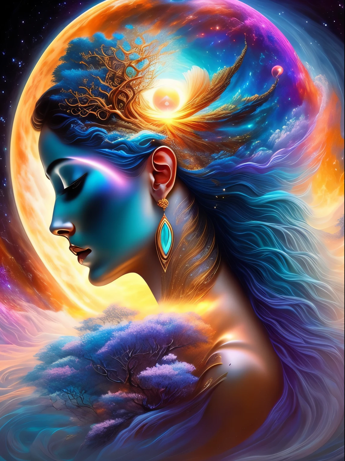 (Best quality,A high resolution:1.2),Beautiful masterpiece:1.2, Human creativity and the eternal soul flow together in an ethereal realm, interconnectedness, flowing energy, Spiritual, like a dream, cosmic, concept-art, awe-inspiring, Sankta, Pineal gland, Surreal