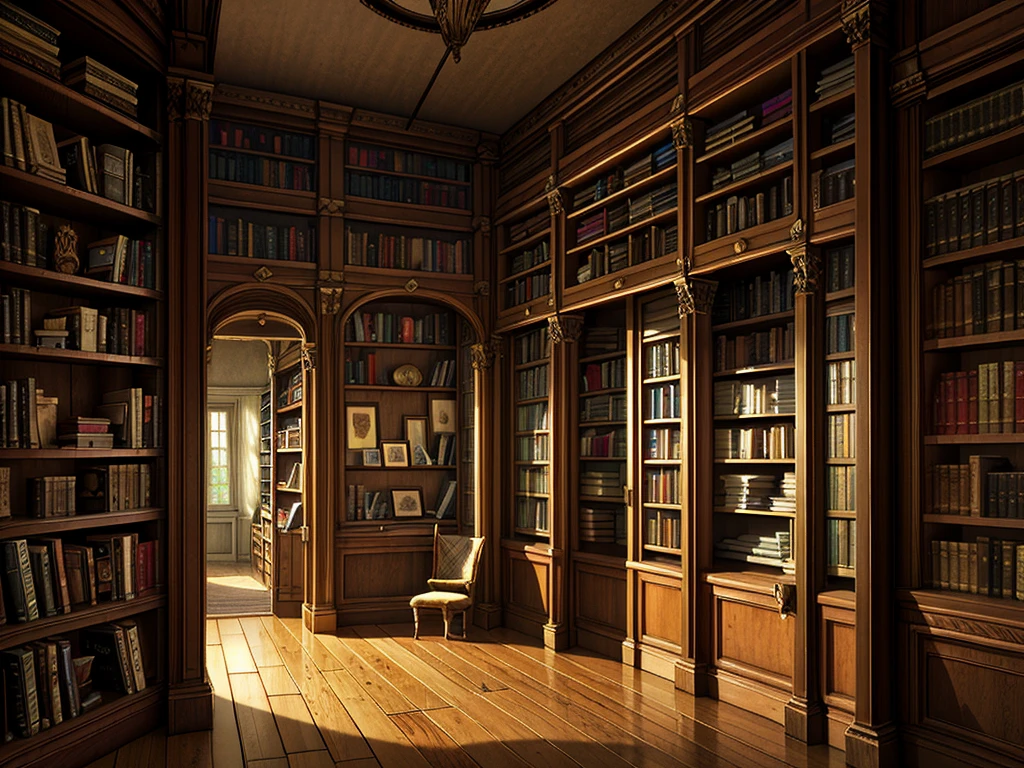 (((masterpiece、Highest image quality、highest quality、highly detailed unity 8kwallpaper)))、(((fantasy、grand library)))、(Large amount of books、Lined bookshelves、books stuck on the bookshelf、complex and three-dimensional room)、high ceilings、dimly lit room、no windows room