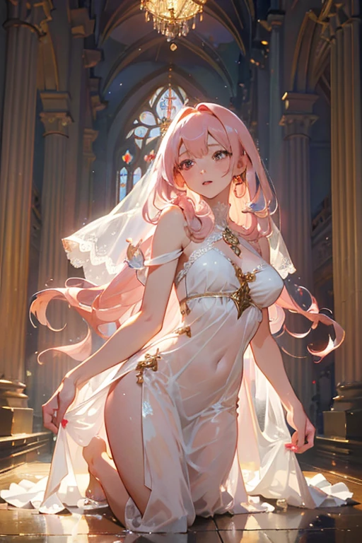 {{{{masterpiece}}}}, {{{super detailed}}}, {{{High resolution}}}, {{excellent anatomy}}, (((highest quality))), ((very delicate and beautiful)), {{very detailed and delicate}}, extremely detailed, solo, One female、best style、beautiful woman、The most beautiful woman in the world、(Sheer sexy dress:1.5),((big breasts))、(((long pink hair)))、Inside the chalk palace, baroque architecture, elegant walkways between towers, in luminist baroque style, royal palace, Baroque symmetry, Italian Renaissance architecture, Endless corridors, Rococo architecture, baroque palace,extremely detailedな瞳, solo, perfect face, pretty face, highly detailed face，Rich facial expressions、(muste piece), (best quality)、red eyes、sexy pose、sexy woman、beautiful and detailed design、nipple