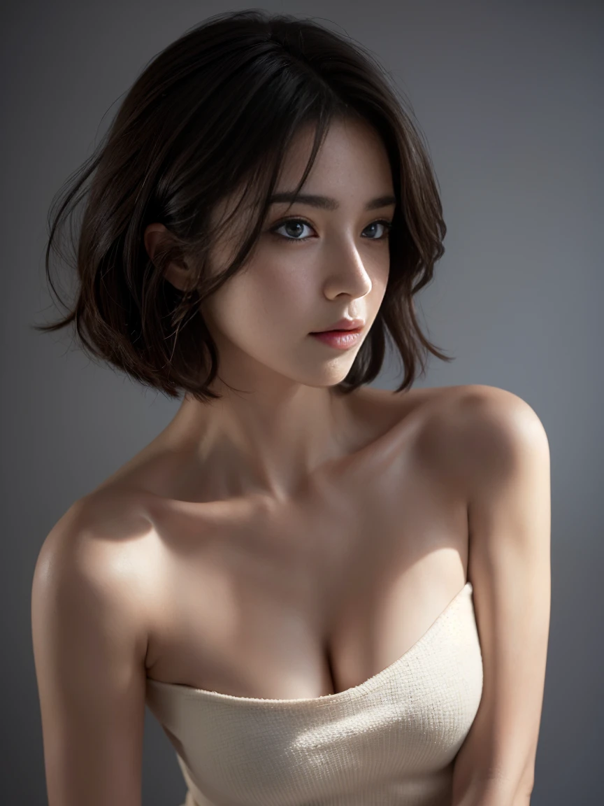 attractive 일본 여성, (8k, realistic, raw photo, best quality:1.4), beautiful face, realistic face, whole body, (detailed face), beautiful hairstyle, (detailed hair), nudity, naked, thick thighs, Sexy pelvis, realistic eyes, (detailed eyes), beautiful details, realistic skin, (detailed skin), beautiful skin, attractive, ultra high definition, surrealism, very detailed, (big bust:0.5), Japanese beauty, (slim body), mild, brown hair
