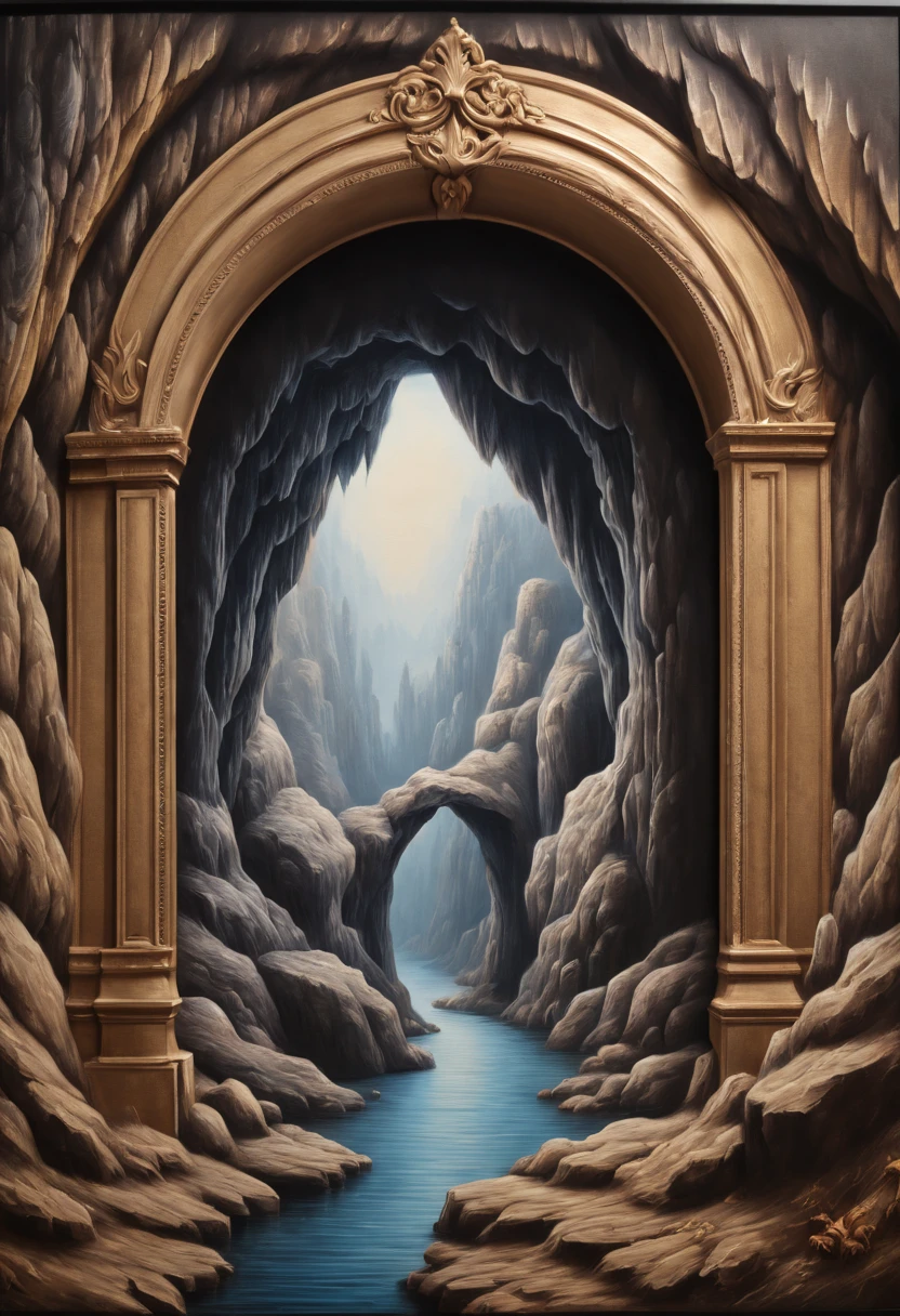 Optical Illusion art, Optical Illusion effect, 3d painting of cliff on the street, hand draw, reality, fantasy art, enhance, intricate, (best quality, masterpiece, Representative work, official art, Professional, 8k)