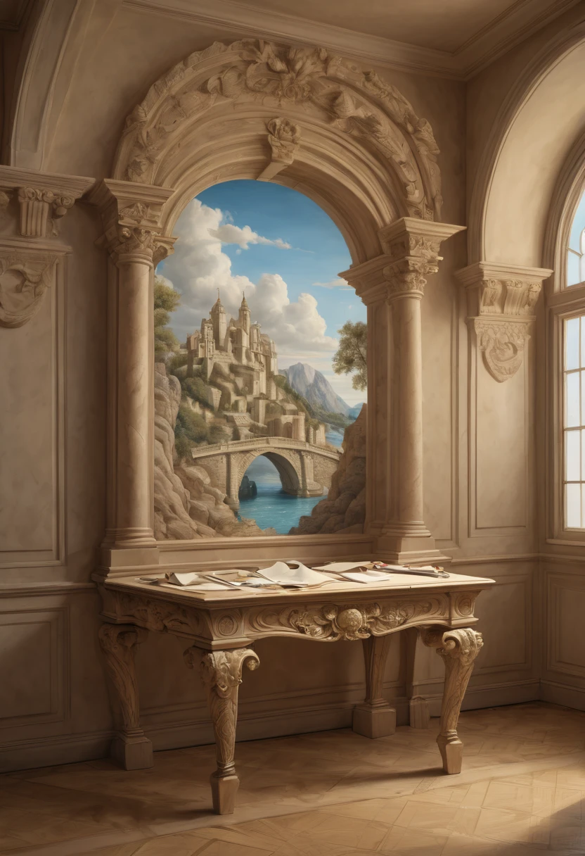 an incredible trompe l'oeil effect, hand draw, reality, fantasy art, enhance, intricate, (best quality, masterpiece, Representative work, official art, Professional, 8k)
