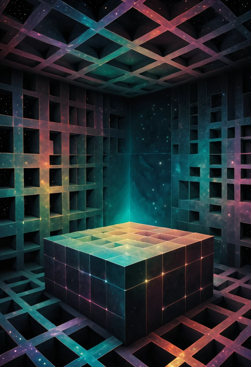 Optical illusion art,Four-dimensional space,digital matrix