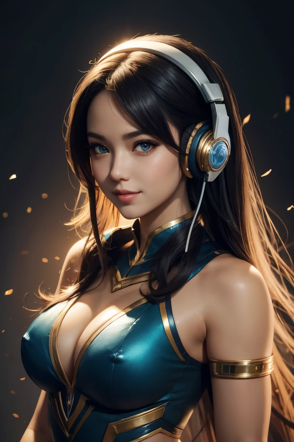 a close up of a girl with headphones on smiling, 8k artgerm bokeh, rossdraws global illumination, league of legends character, stanley artgerm lau, extremely detailed artgerm, style artgerm, ross tran style, ig model | artgerm, rossdraws cartoon vibrant, artgerm lau, trending artgerm