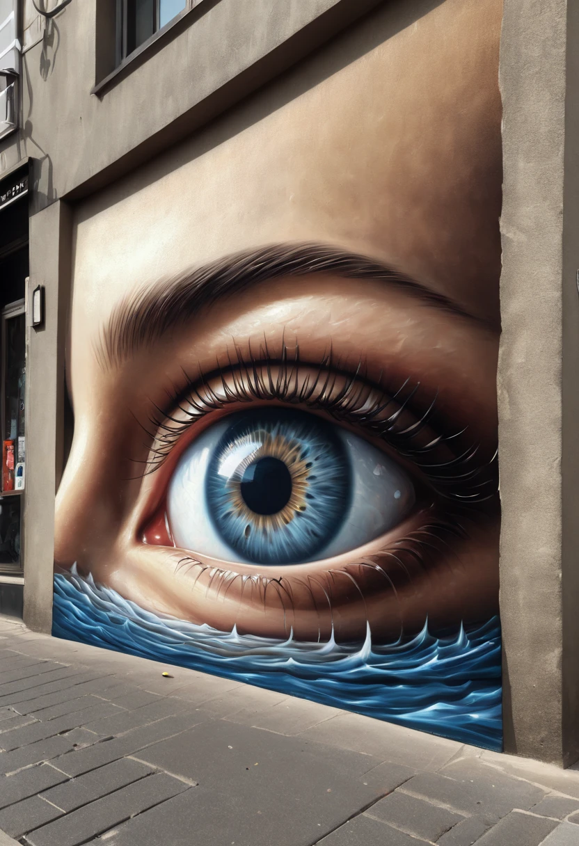 Optical Illusion art, Optical Illusion effect, 3d painting of cliff on the street, hand draw, reality, fantasy art, enhance, intricate, (best quality, masterpiece, Representative work, official art, Professional, 8k)