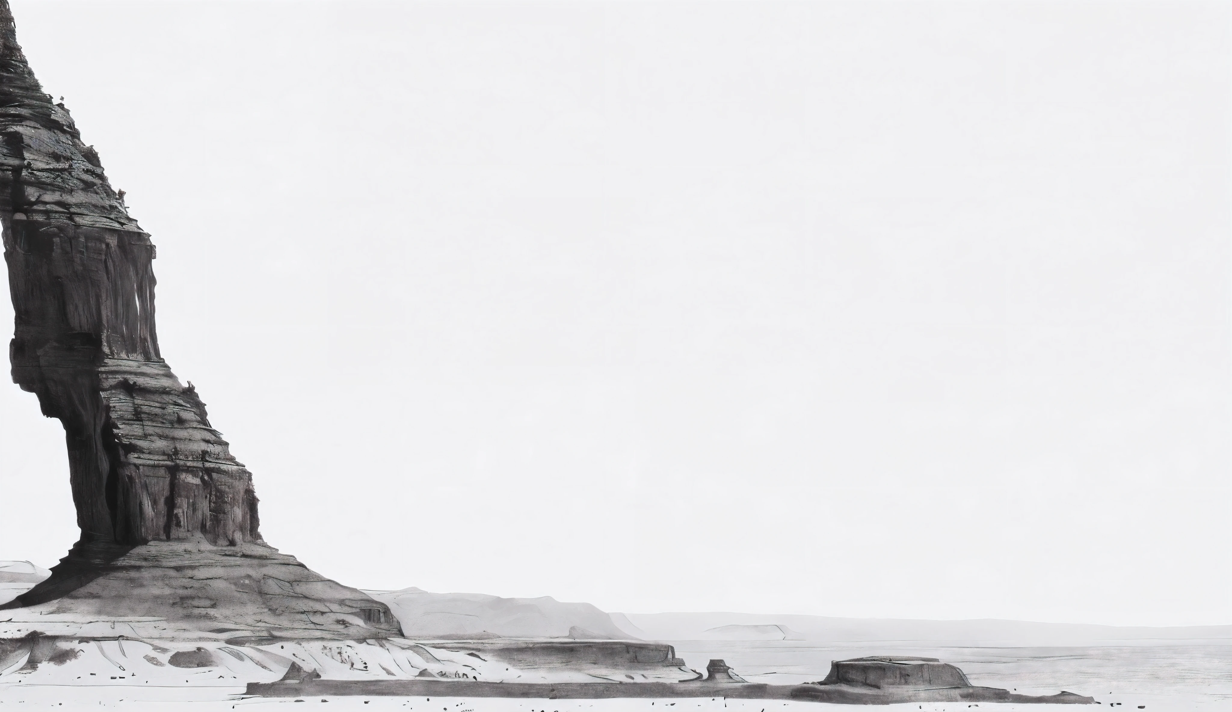 (best quality,ultra-detailed,realistic:1.37),pencil drawing,1 side canyon and sand ,extremely detailed rock formations,shadows in every crevice,exquisite texture of the canyons,soft lighting,subtle shading,crisp lines,intense details,impressive depth,authentic hand-drawn feel,immaculate precision,impressive attention to detail,surreal atmosphere,dramatic perspectives,natural beauty,organic feel,dynamic composition,vivid contrast,rich tonal range,dramatic chiaroscuro,striking black and white,powerful and mesmerizing,Alice in Wonderland-like experience,journey into the unknown,curiosity and adventure