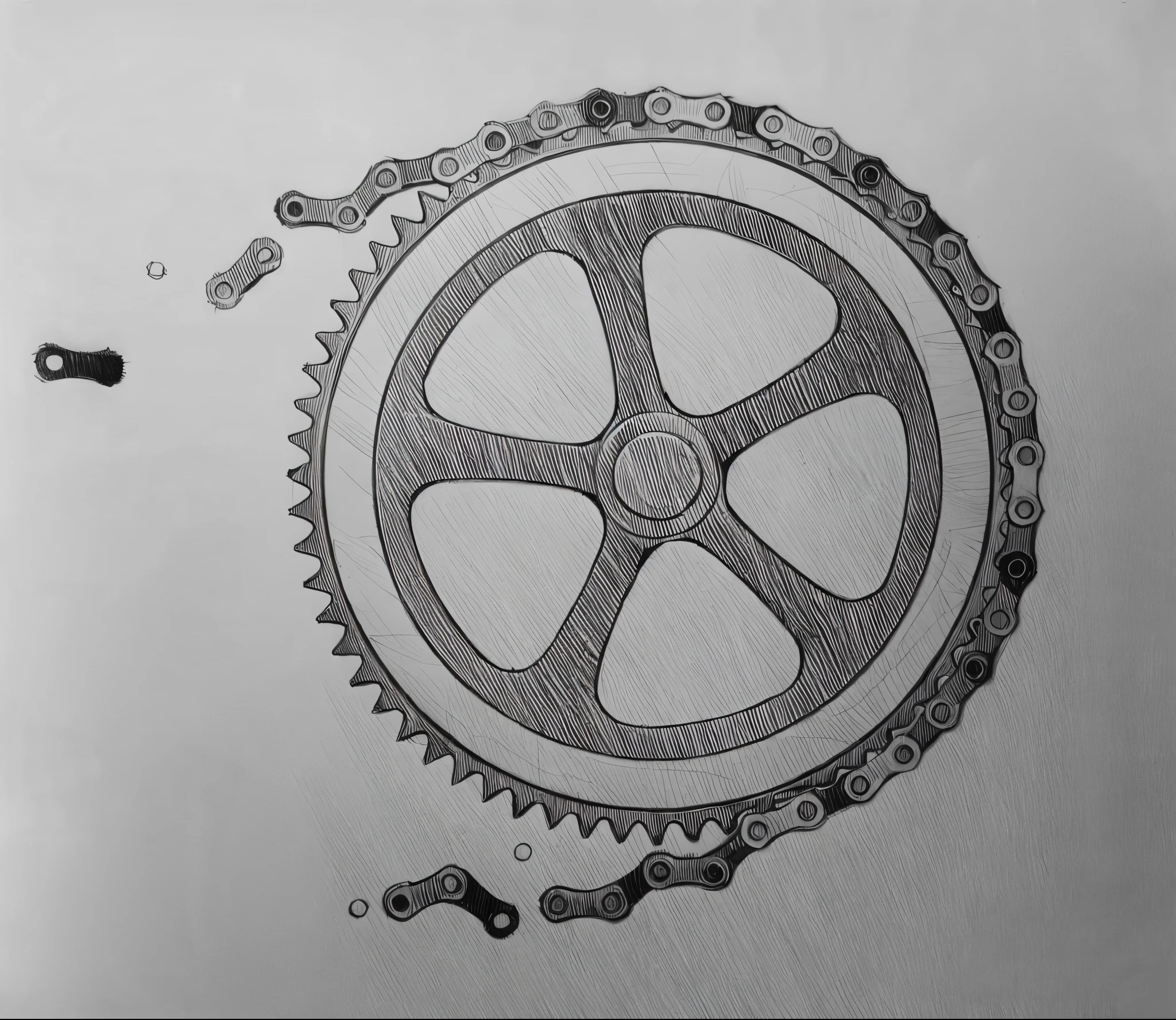 coroa de bicicleta, imagem em preto e branco, desenho