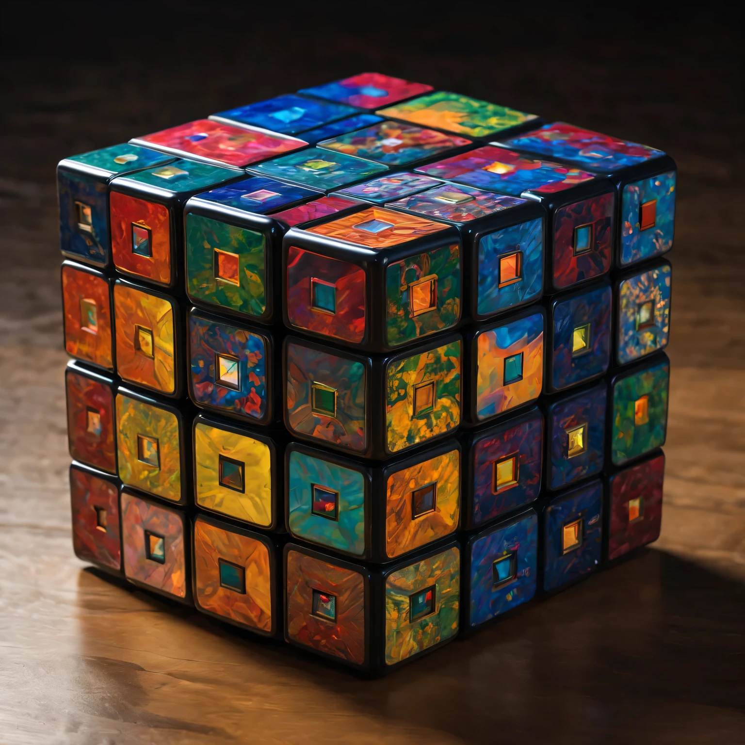 Optical Illusion Rubik&#39;s Cube&#39;cubes,Strange geometry,cubes,Abstract,fractal shape,bright colors,ethereal lights,The content is very detailed,Psychedelic,3d rendering,otherworldly scenery,unconventional perspective,unpredictable patterns,truly a masterpiece,Ultra-detailed digital art,Psychedelic视觉效果,transcendent experience,cosmic energy,Astral realm,Mathematical beauty,Infinitely complex structures,mind-bending fantasy,chaotic,Wonderful atmosphere,surreal dreamscape,hypnotic symmetry,Mysterious portals,Explore across dimensions,Celestial Geometry,Infinite dimensions,digital augmented reality,Spectacular ,mind-changing reality,Perceptual shift,The possibilities are endless,interconnected universe,strange beauty,evocative abstraction,Sizes blend seamlessly