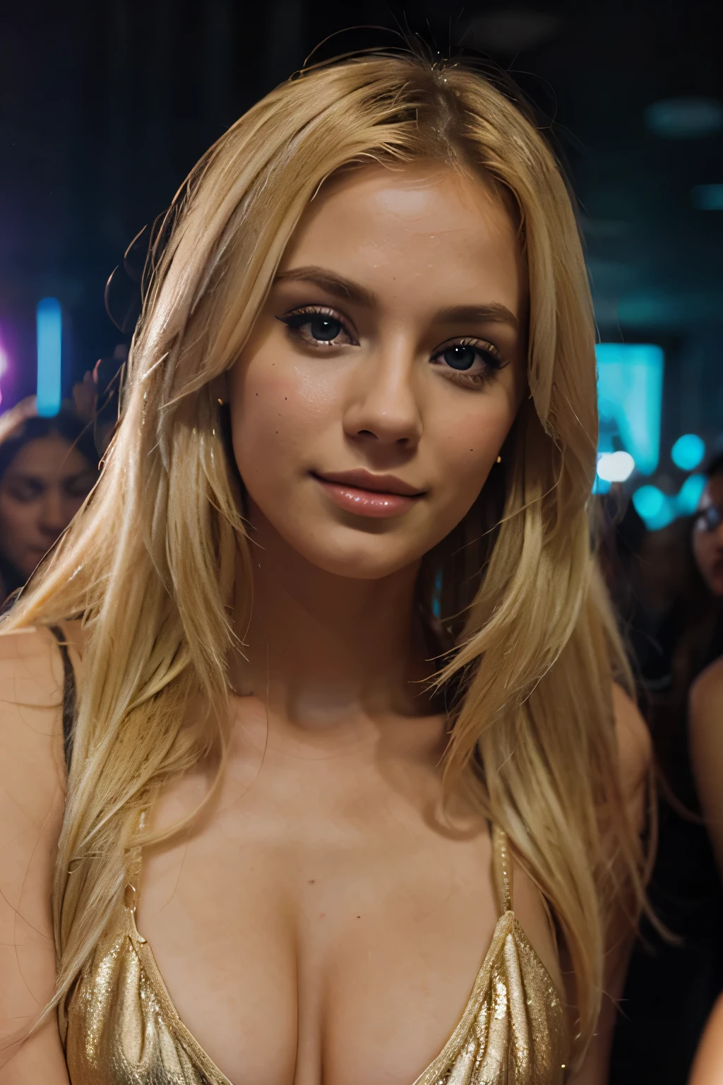 blonde girl beautiful, in the club