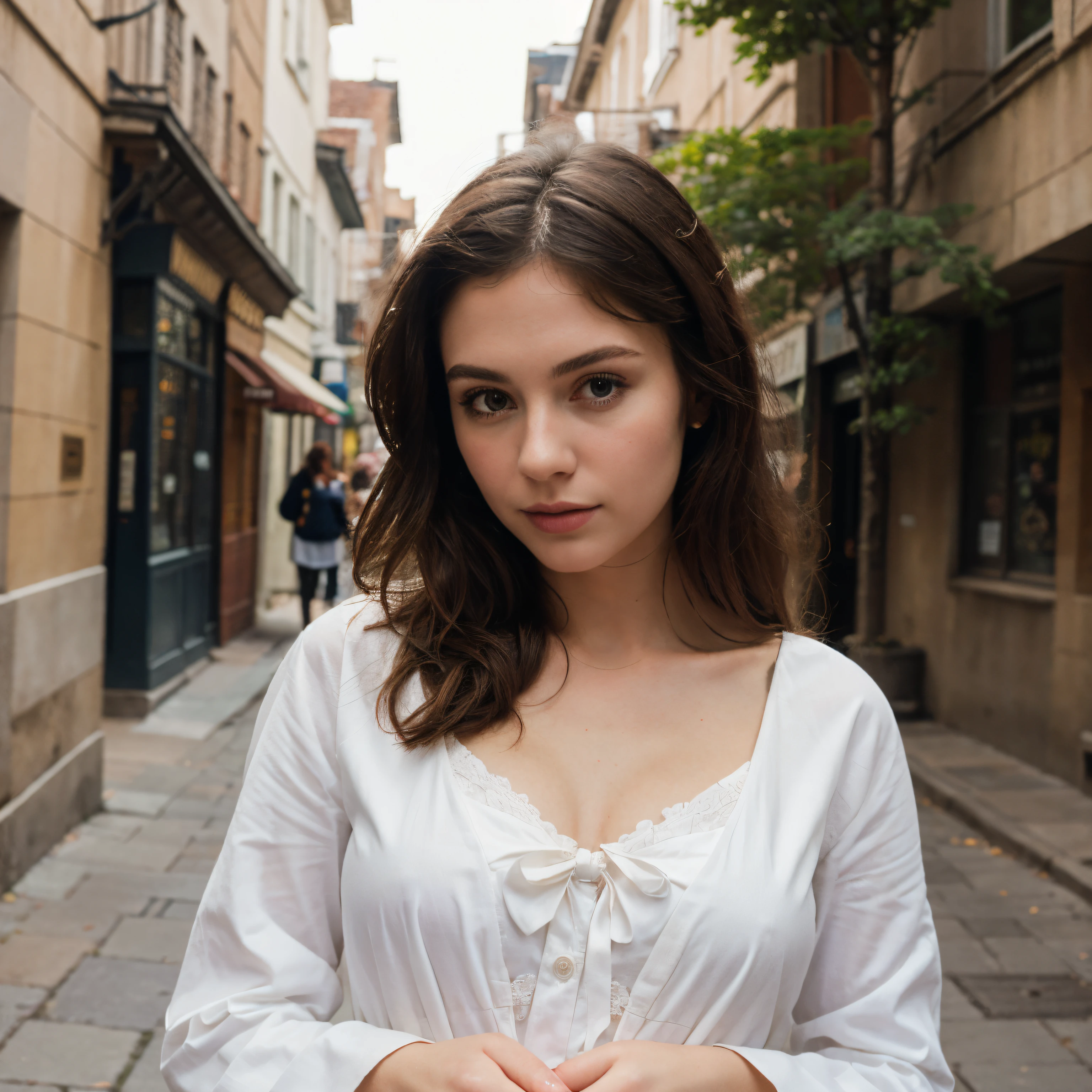 ((Best quality)), ((masterpiece)), (detailed), women in traditional clothes, Italy street background