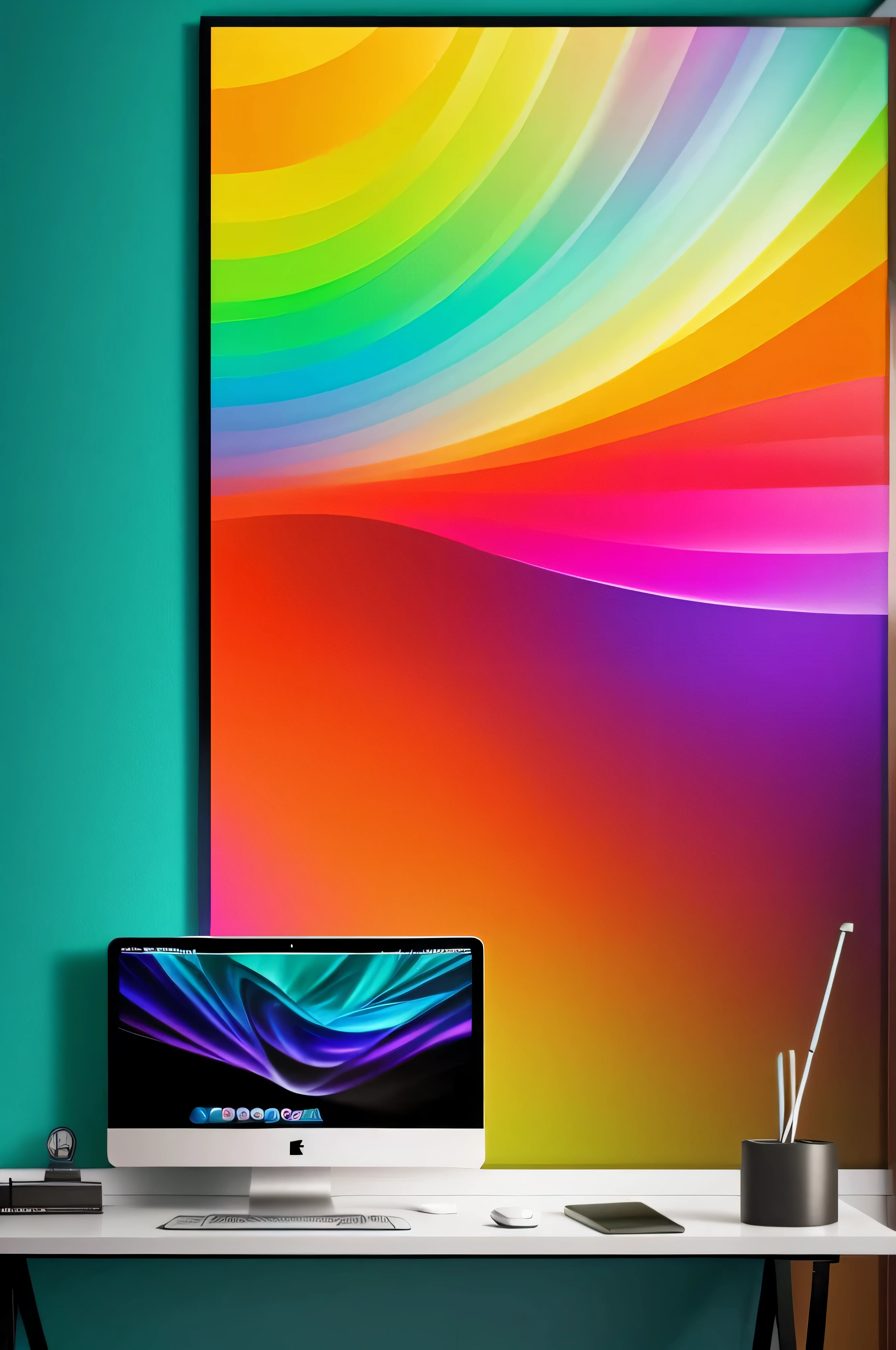 papel de parede gradiente do macos, Momentum 3D e mistura de cores luminosas, base escura, Neon, Film grain
