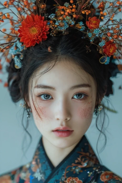 Photo taken with Canon EOS R5, Japanese modern, model poses, head - down sacrum - up, age 17 Goddess,