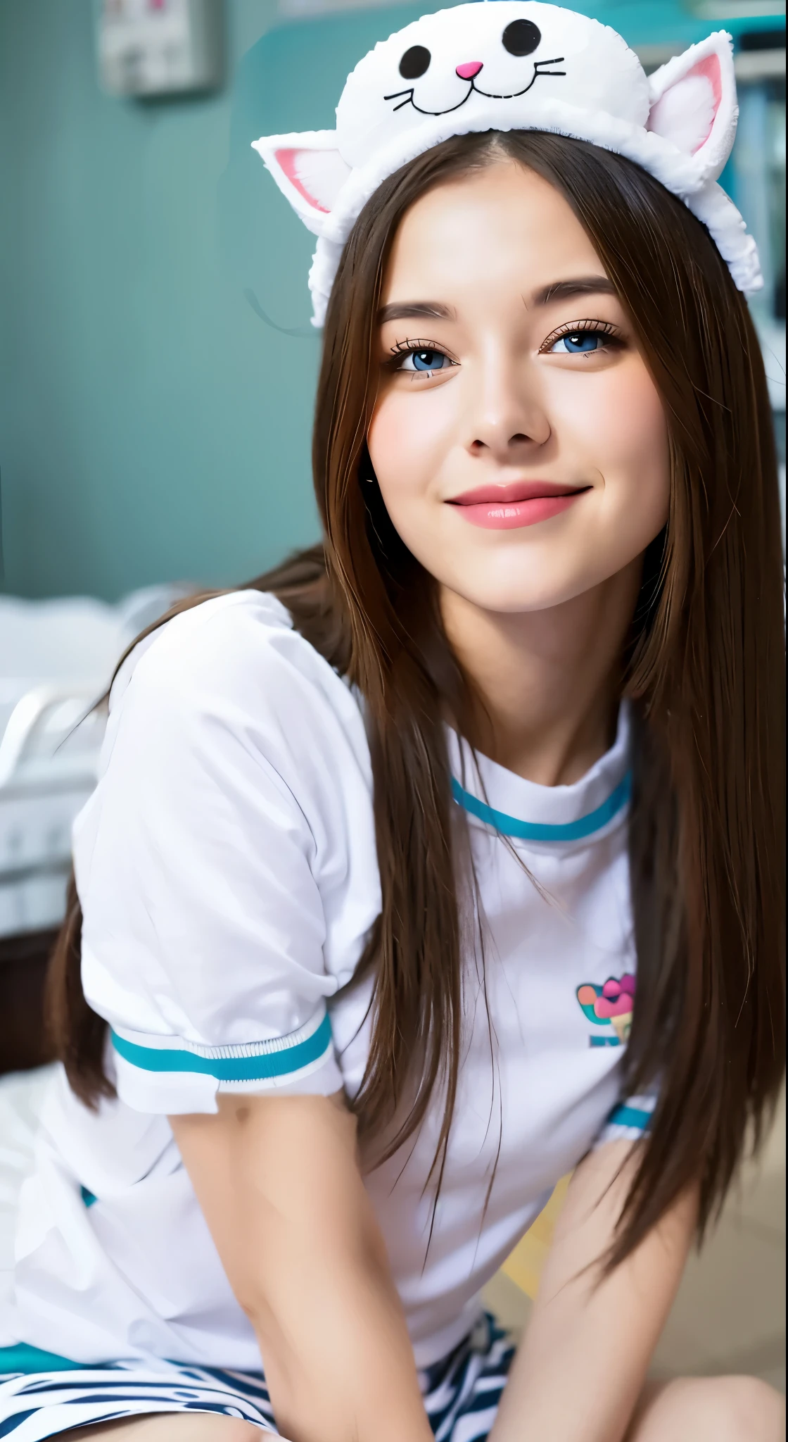 cat ears, cute colorful and stripe camisole